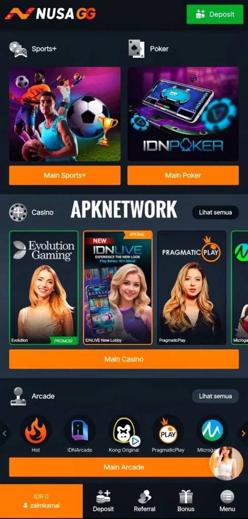 NusaGG APK Game Interface